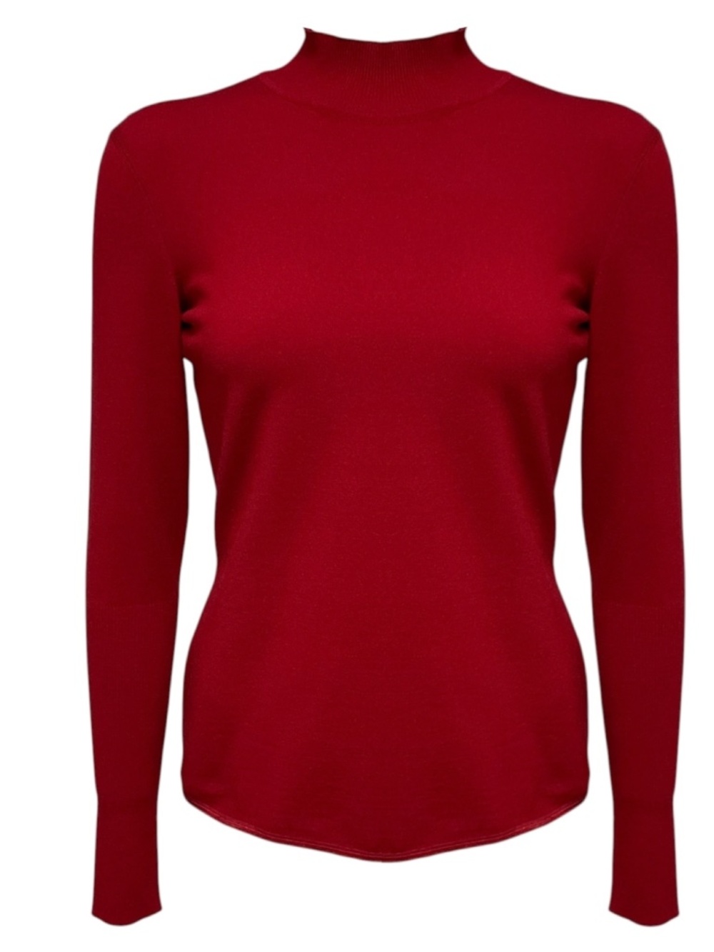 ALAIA MAROON RED MOCK NECK WOOL KNIT PULLOVER SWEATER